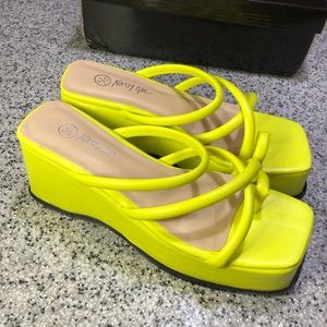 Nasty Gal Neon Yellow Platform Strappy Sandel